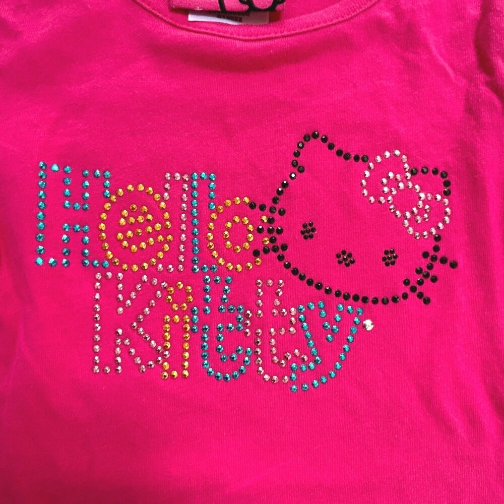 HELLO KITTY GIRLS PINK T SHIRT W/ BEADED DESIGN SIZE 6 KIDS